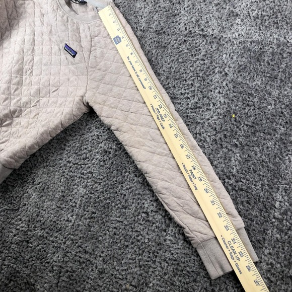 Patagonia Sweatshirt Womens Small Beige Organic Cotton Quilt Crew Pullover Logo - Picture 6 of 12